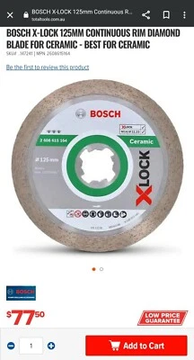 $39 • Buy BOSCH 125mm  DIAMOND BLADE Best For Ceramic Tile Cutting  RRP $77.50