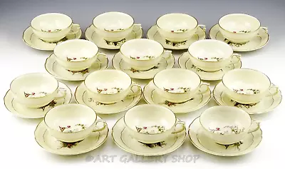 Antique Bernardaud Limoges France PILLEMENT CHINOISERIE CUPS AND SAUCERS Set 14 • £255.69