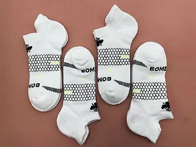 4 Pairs Bombas Men's All-Purpose Honeycomb White Ankle Socks Size Large 9-13 • $27.59