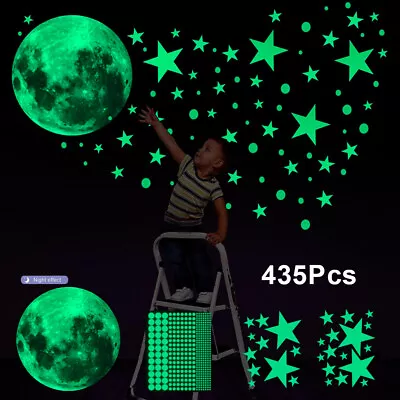 435 Glow In The Dark Stars Moon Luminous Wall Stickers 3D Decal Kid Room Decor • $7.91