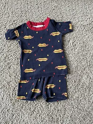 $9.97 • Buy Hanna Andersson Unisex Hot Dog Dachshund Navy Pajama Set 90 3T Short Johns