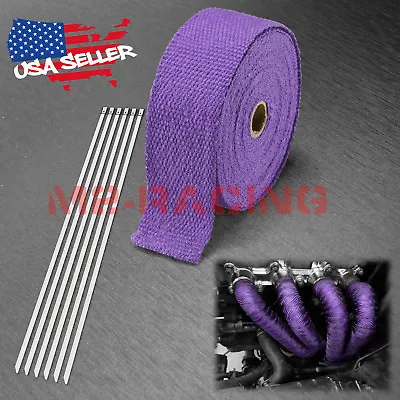 Purple Exhaust Pipe Insulation Thermal Heat Wrap 2 X50' Motorcycle Header • $18.46