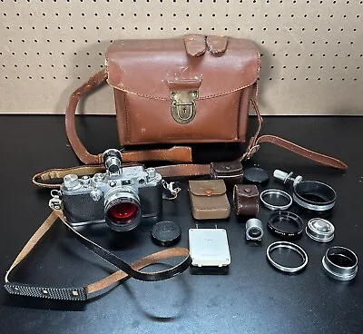 Vintage Leica DRP Ernst Leitz Wetzlar Lllc Camera W/ Elmar F=5cm 1:3.5 + Extras • $949.99