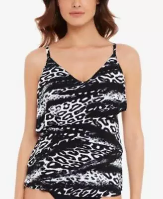 MSRP $126 Magicsuit Chloe Tiered Tankini Top Black Size 12 • $77.99