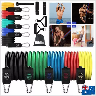 11PCS Resistance Bands Set Yoga Pilates Abs Exercise Fitness Tube Workout 150lbs • $17.95