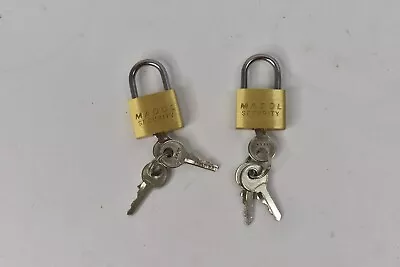 Mini Brass Padlock Lock Madol 20mm Tiny Zipper Box Luggage W/ 3 Keys - Lot Of 2 • $7.99