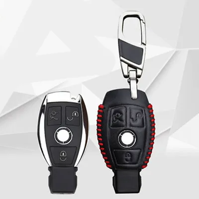 PU Leather Car Key Case Fob Cover Chain For Mercedes Benz Remote 3 Buttons • $8.97