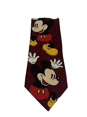 Cervantes Maroon Multi Disney Mickey Mouse Necktie • $9.99