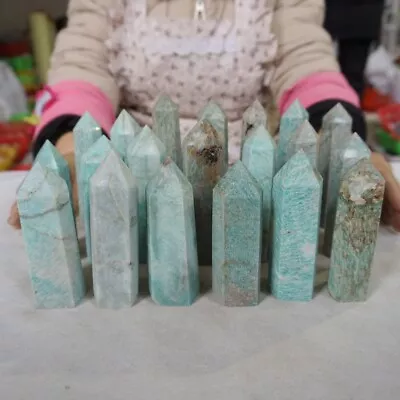 9.6LB 20Pcs Natural Green Amazonite Quartz Crystal Points Tower Wand Healing • $26