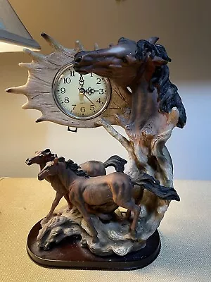 Vintage 12.5” Tall Horse Sculpture Clock Desk Tabletop Clock  Read Details • $125