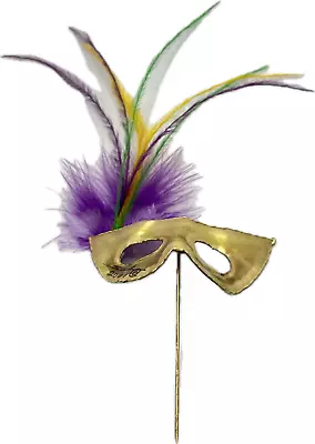 Signed Kurt SALLA Mardi Gras Stick PIN Mask Feather Sculpture Costume Jewelry • $5