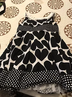 Maggie & Zoe Black & White Heart Print Toddler Dress Size 18 Months • $4.50