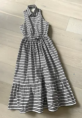 Kate Spade Collared Pink & Dark Navy Striped A-line Sleeveless Maxi Dress SizeXS • $327