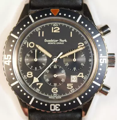 Vintage Excelsior Park Monte Carlo Triple Chronograph 42mm Jumbo Valjoux 7740 • $4125