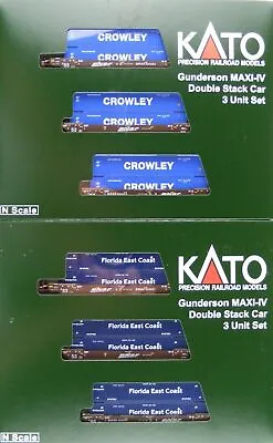 Kato 1066182 1066181 N 6 Units Maxi-iv Bnsf And 12 Containers Crowley Florida Ec • $223.95