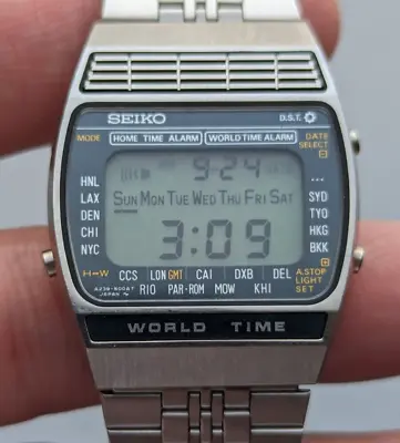 RARE 1979 Seiko World Time A239-5020 Quartz LCD Watch Vintage Working Tested • $350