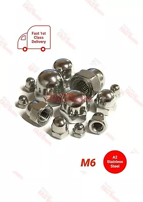 M6 (6mm) STAINLESS STEEL A2 (304) HEX DOME NUT CAP ACORN DIN 1587 • £2.30