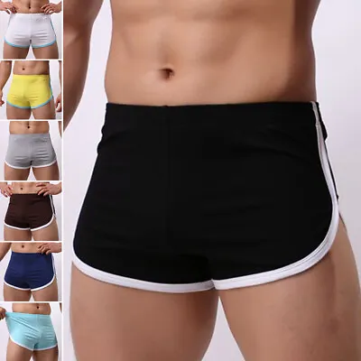 Mens Cotton Boxer Gym Athletic Short Pants Workout Sports Running Fitness Shorts • $8.27