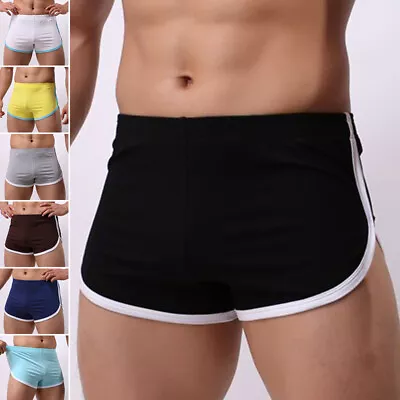 Mens Cotton Boxer Short Pants Workout Sports Running Fitness Gym Athletic Shorts • $10.92