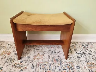 Mid Century G Plan Dressing Stool Teak Frame Mustard Yellow Vintage 60's Seat • £74.99