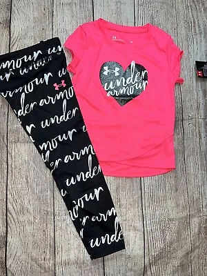 $29.99 • Buy Under Armour Toddler Girls Script Legging Outfit Set Pink Black NEW