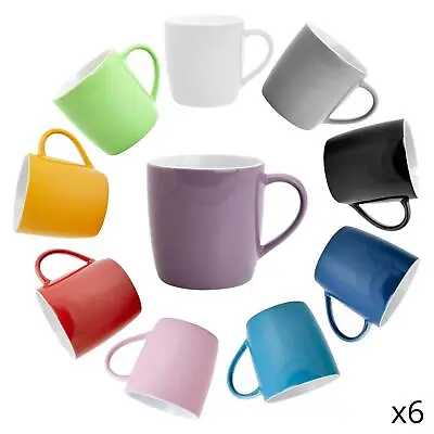 6x Coloured Tea Coffee Mug Contemporary Ceramic Drinks Mugs - 350ml • £17