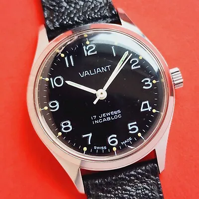 Vintage Watch Valiant Black Dial Vintage Amazing Condition Swiss Manual • $119