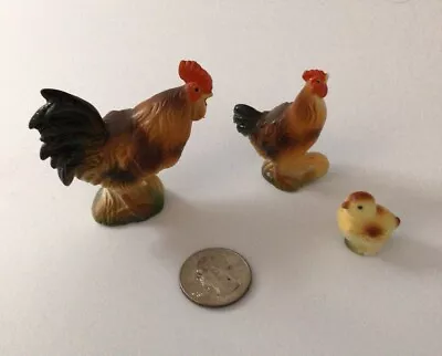 VINTAGE Kelvin’s Bone China Set Of 3 Rooster Chicken Chick  Miniature Japan • $9.99