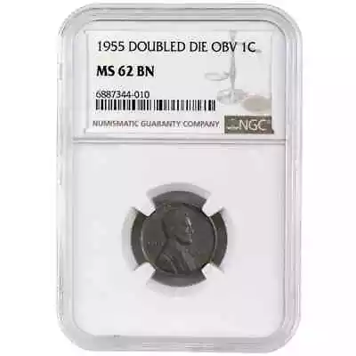 1955 Lincoln Wheat Penny - Doubled Die Obverse - NGC MS 62 BN • $2850
