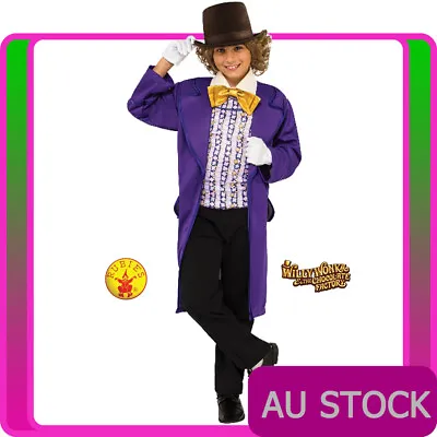 Boys Willy Wonka Costume Charlie And The Chocolate Factory Roald Dahl Book Week • $66.99