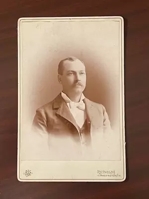 Antique Cabinet Card Man In Suit Mr. George Welch ~Reynolds - Washington Iowa • $5