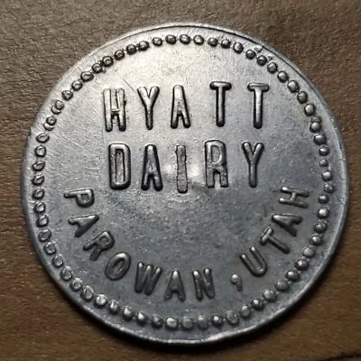 Parowan Utah Hyatt Dairy Good For 1 Gallon Milk Dairy Token P Counterstamp *U64 • $10