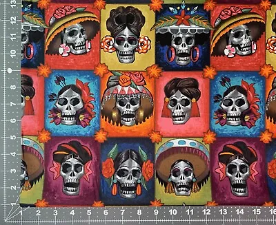 Alexander Henry LAS SEÑORAS ELEGANTES Fabric Mexican Day Of The Dead Skulls BTY • $11.49