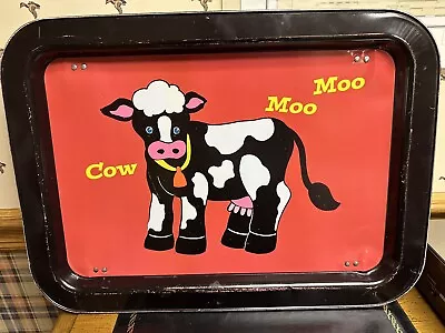 Vintage Metal Cow Moo Moo Tv Tray • $19.99