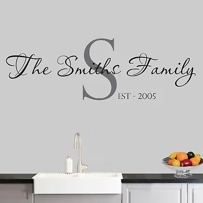 Family Custom Name & Initial Personalised Wall Art Sticker Lounge Kitchen Decal • £9.99