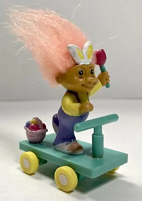 Vintage Russ Baby Troll With Bunny Ears Rattle & Easter Egg Basket On Push Cart • $15.98