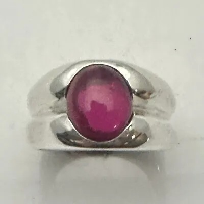 MJG STERLING SILVER MEN'S RING. 9 X 11mm OVAL LAB RUBY CAB. SIZE 10. 20gr. • $105.60