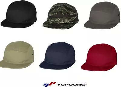 Yupoong - Jockey Flat Bill Cap 100% Cotton 5 Panel Jockey Style Men's Hat 7005 • $13.95