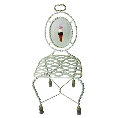 Wrought Iron Silver Bistro Chair Ice Cream Cafe Indoor Outdoor Tassel • £265.16