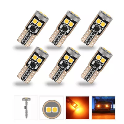 6x Amber T10 W5W 3030 Led 6 SMD W5W Canbus Indicator Globe Light Bulb Error Free • $18.44