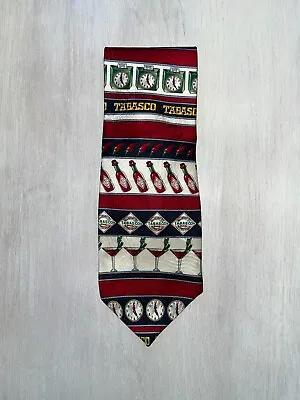 Tabasco Neck Tie  Time Clock Pepper Logo Martini - 100% Silk • $7.99