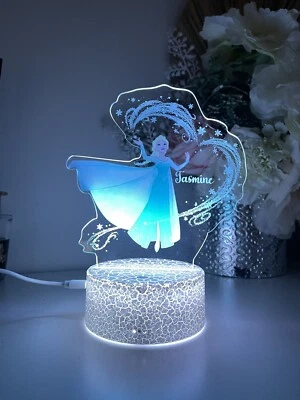 Personalized Elsa Princess  Birthday Gift Table Lamp Acrylic Night Light • $49.99