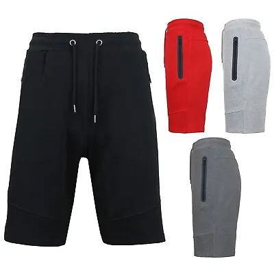 Men’s Sweat Jogger Shorts Casual Summer Lounge Gym Tech Shorts Zipper Pockets • $12.90