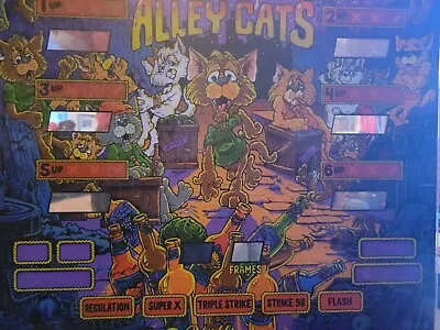 Williams Alley Cats Shuffle Bowler Machine Bowling Game Backglass Original NOS • $100