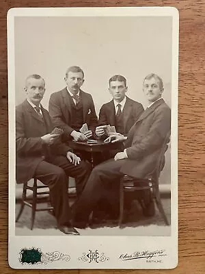 Men Playing Cards Poker Cabinet Card Photo Bath Maine • $49