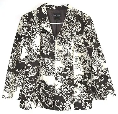Molly & Max Women's Size M Brown Beige Collar 3/4 Sleeve Paisley Full Zip Jacket • $15.95