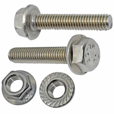 £7.19 • Buy M5 M6 M8 M10 A2 Stainless Hexagonal Flange Bolts With Free Serrated Flanged Nuts