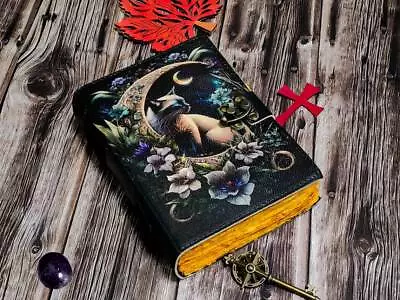 Leather Journal Spell Wizard Cat Book Blank Magic Notebook Book Of Shadows Wicca • £23.64