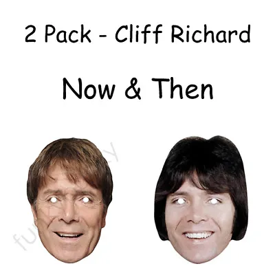 2 Pack -Cliff Richard Now & Then Celebrity Card Face Mask - Fancy Dress • £3.45