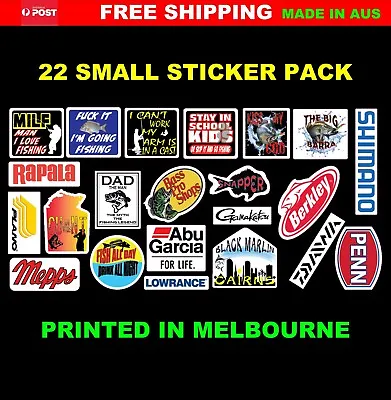 Boat Fishing Stickers SMALL 22 PCS SHIMANO ABU GARCIA Tackle Box Tool Box • $7.95